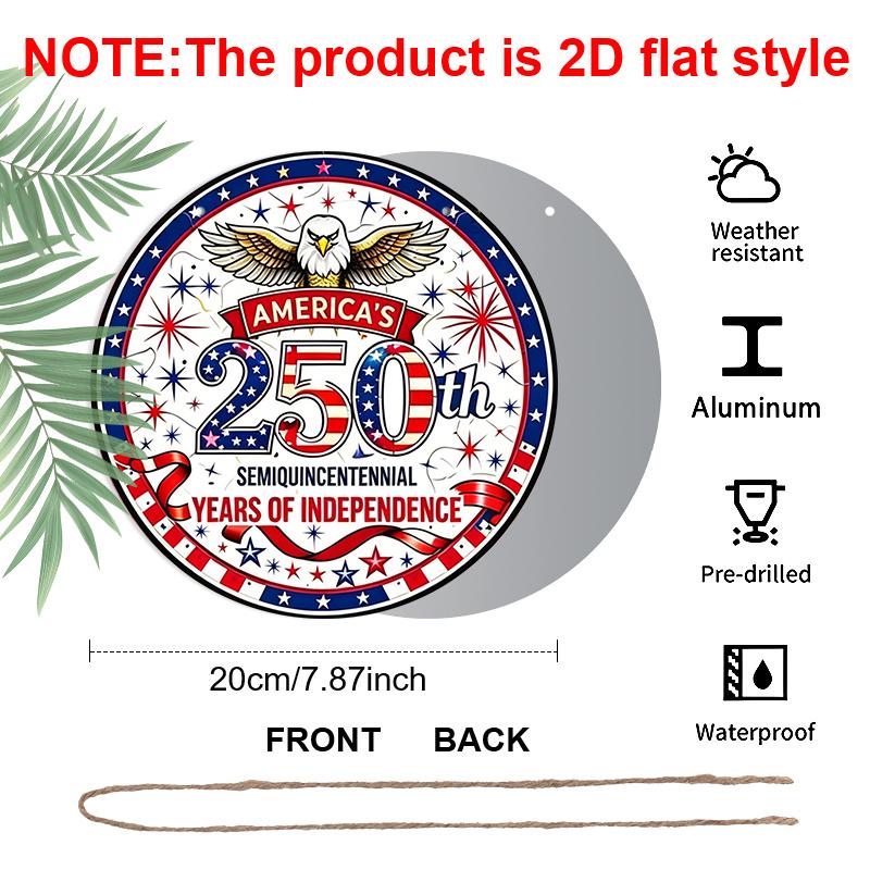 2D Flat Aluminum Wall Hanging with A U.S. Independence Day Theme. Available in Various Sizes. Suitable for Living Rooms, Cafes, Front Doors, Porches