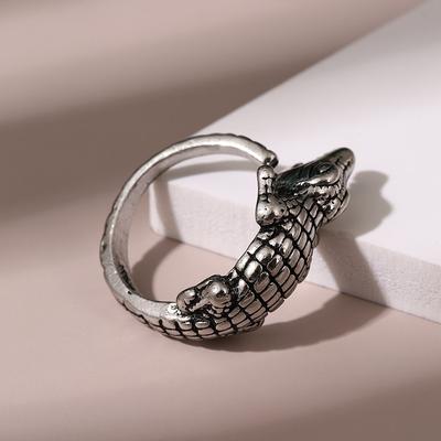 Vintage Gothic Personality Men Creative Crocodile Finger Ring  Punk Hip Hop Animal Open Adjustable Ring Jewelry Gifts