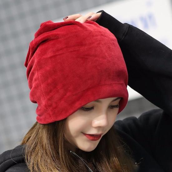 Women Beanie Hat Elastic Soft Solid Color Baggy Slouchy Keep Warm No Brim Plush Women Winter Beanie Fashion Accessories