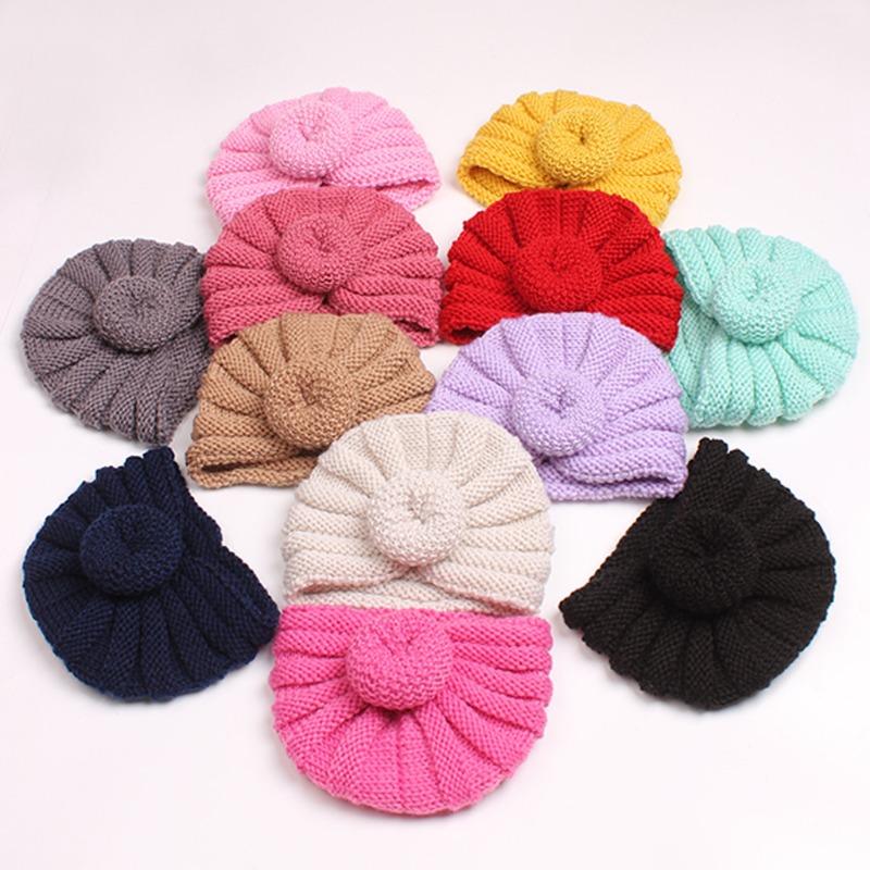 New baby donut wool hat in autumn and winter, children's warm wool pullover hat, baby hat