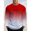 Fun Gradient Letter Printed Men's Long Sleeved T-shirt Casual Autumn Comfortable Pullover Fashionable Loose O-neck Top
