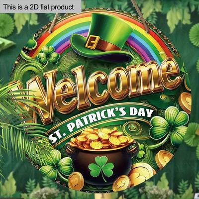 Ornements de décoration en bois pour la Saint-Patrick - Panneau - « Bienvenue St. Chapeaux de la Saint-Patrick, Trèfles, Arc-en-ciel - Cadeau de la Saint-Patrick - Mur ou Porte