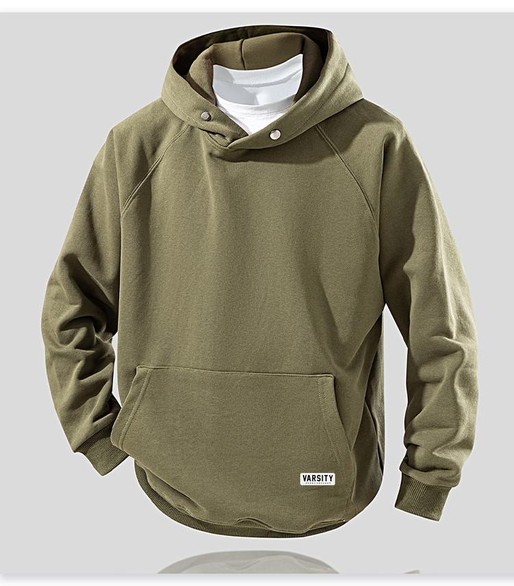 [Four fold buckle] Pinch fold design hooded sweatshirt for men in spring and autumn