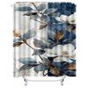 Elegant White Flowers and Blue Leaves Waterproof Shower Curtain Heat Resistant Machine Washable Non-Transparent 180x180cm