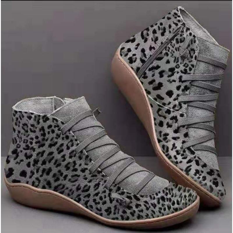 New Brand Women's Ankle Boots 2022 Casual Women Winter Boots Leopard Print Wedges Flat Booties Warm Women's Shoes Botas De Mujer