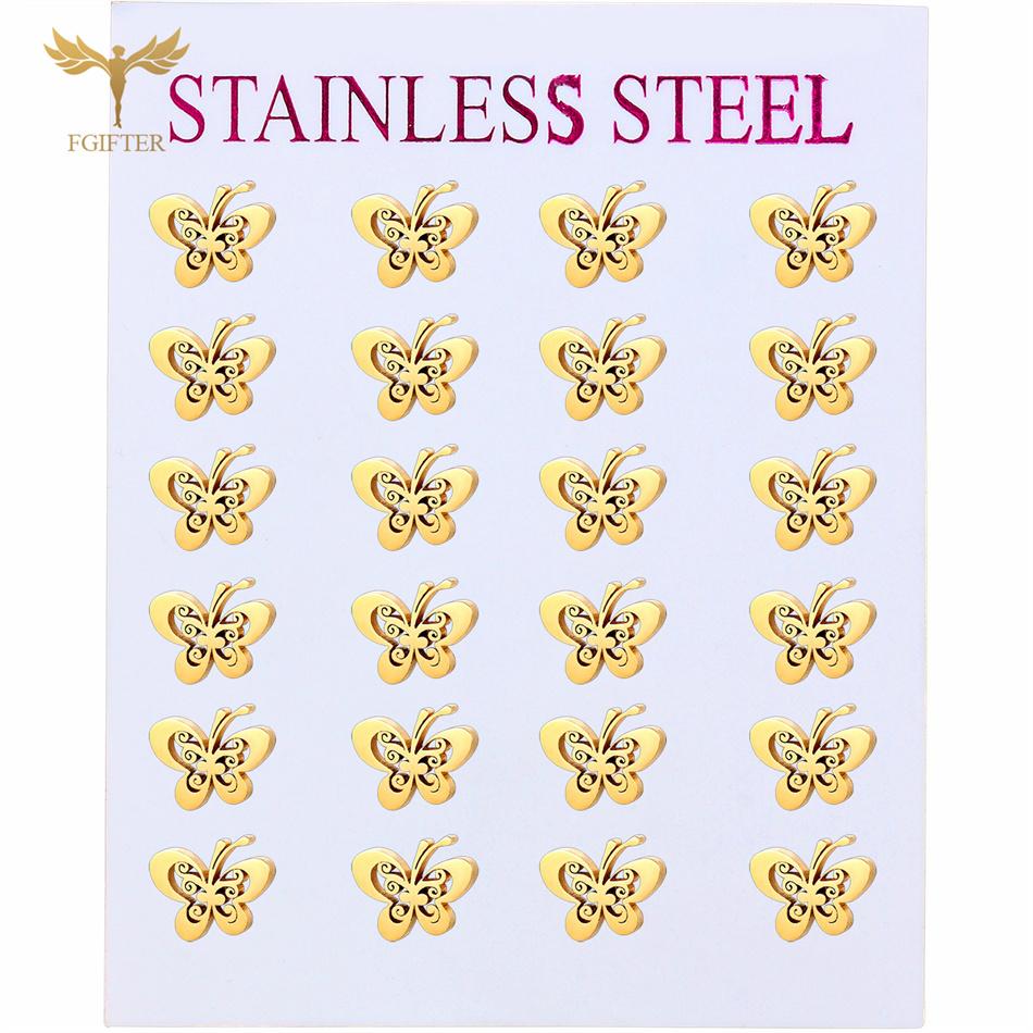 12 Pairs Insect Butterfly Earrings Casual Fashion Zircon For Women Girls Stainless Steel Stud Earrings Set Cheap Resale Gifts