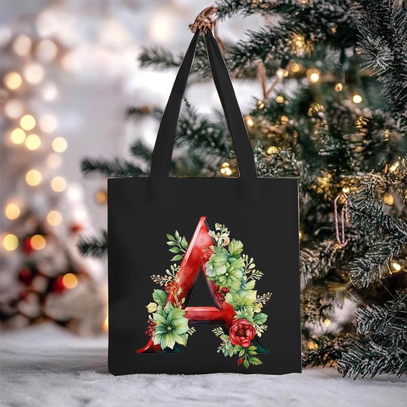 Christmas letter flower print niche trend tote bag shoulder bag