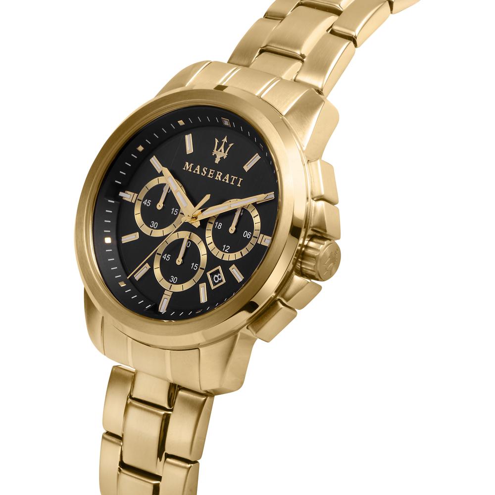 Maserati Successo Schwarz Gold Metall Herren Quarz Chronograph R8873621013