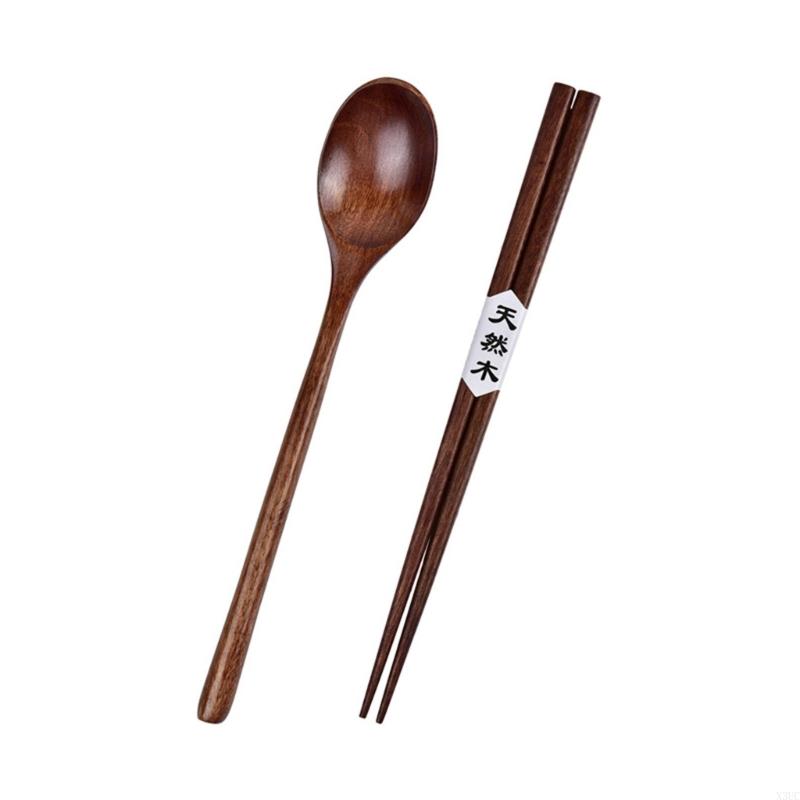 

Handcrafted Wooden Utensils Set Chopsticks And Spoon Durable Molds Resistant Kitchenwares X3UC