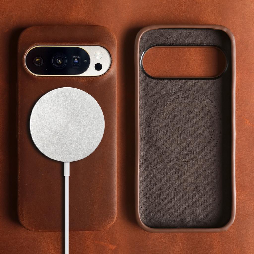 Crazy Horse Magnetische Echtleder Hülle für Google Pixel11 Pro XL 10 9 8 7 6 Rindsleder Schutzhülle für Magsafe Rückseiten Hüllen