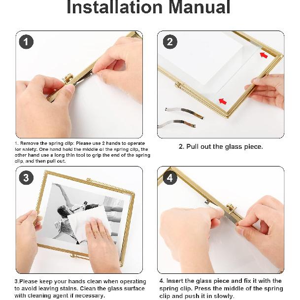 Gold Picture Frame Set - /w 68 Pcs Dried Flowers and Tweezer - Double Glass Frame for Pressed Flowers, Pressed Flower Frames for Handicrafts, Photo