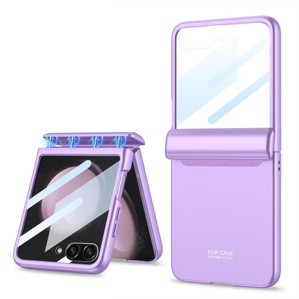 Samsung Z Flip5 Magnetic Full-Coverage Case with Large Window - Solid Color Hard Shell