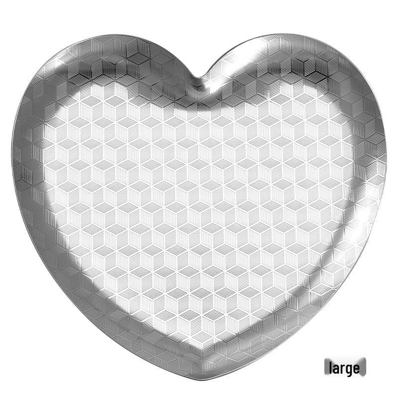 Nordic Korean-Style Stainless Steel Heart-Shaped Tray for Jewelry, Decor, and Desserts
