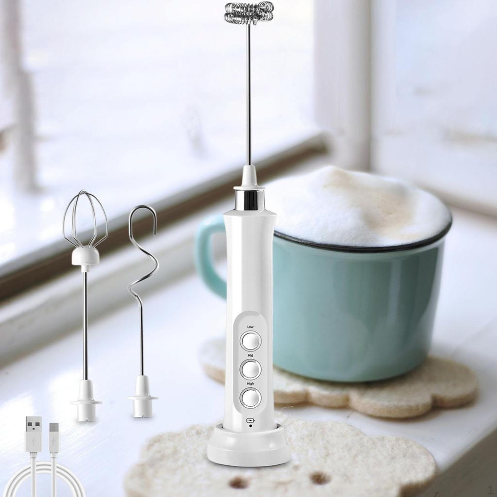 Electric Milk Frother Multipurpose High Speed Rechargeable Kitchen Tool Whisk Foamer