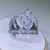 925 silver Fancy Crown Women Ring Best Anniversary Girl Gift Elegant Female Dance Party Trendy Jewelry Rings Wholesale