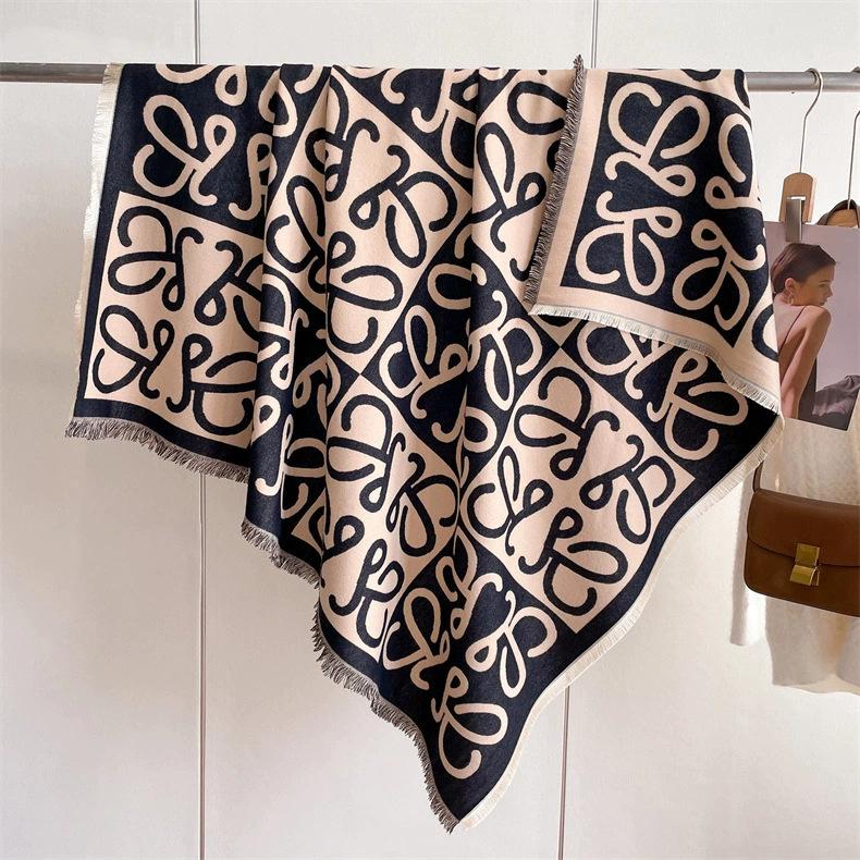Women's High-Quality Wool Cashmere Scarf: Thick, Warm, Tassel Shawl for Autumn and Winter