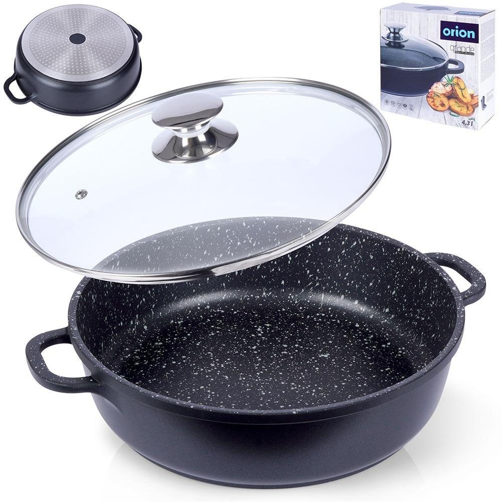 Orion GRANDE 28 Cm Cast Aluminum Frying Pan with Lid and Granite Non-Stick Coating (4.3L)