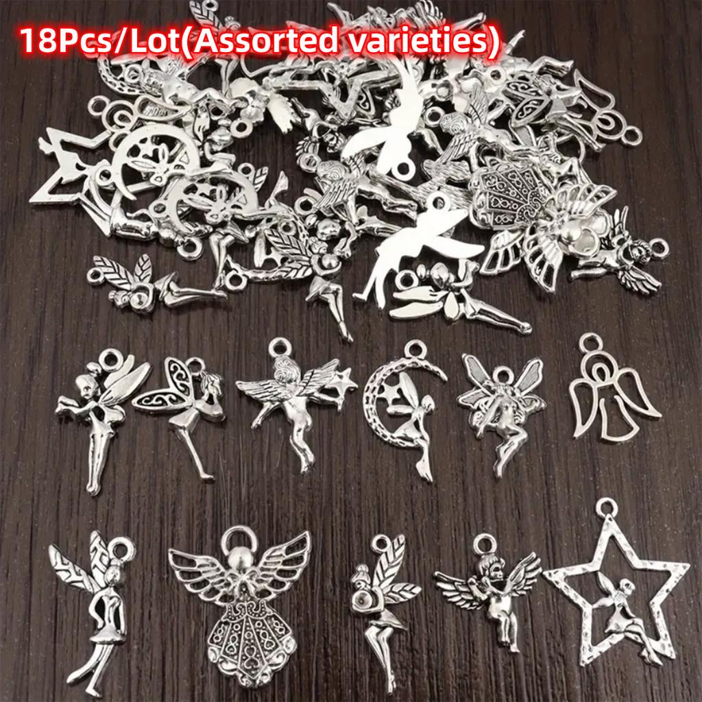 18/48Pcs/Lot Silvery Angel Pendants for Handmade DIY Earrings Necklaces Bracelets Decorative Jewelry Making Materials