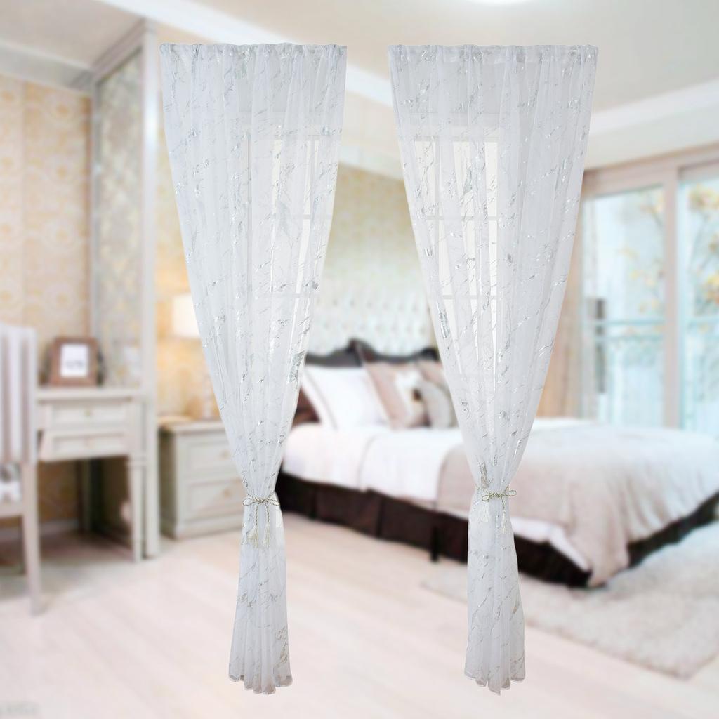 1 Stück Marmorstruktur Bronzefarbener Schiebegardinenstange Schattierungs-Tüll für Wohnzimmer-Fensterdekoration Halbschattierender Voile Transparente Vorhänge