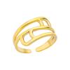 18K Gold Plated Stainless Steel Geometric Open Wide Band Unisex Ring