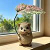 Hedgehog Garden Ornament with Leaf Resin Statue Cute Collectible Outdoor Decoration for Garden Holiday Party