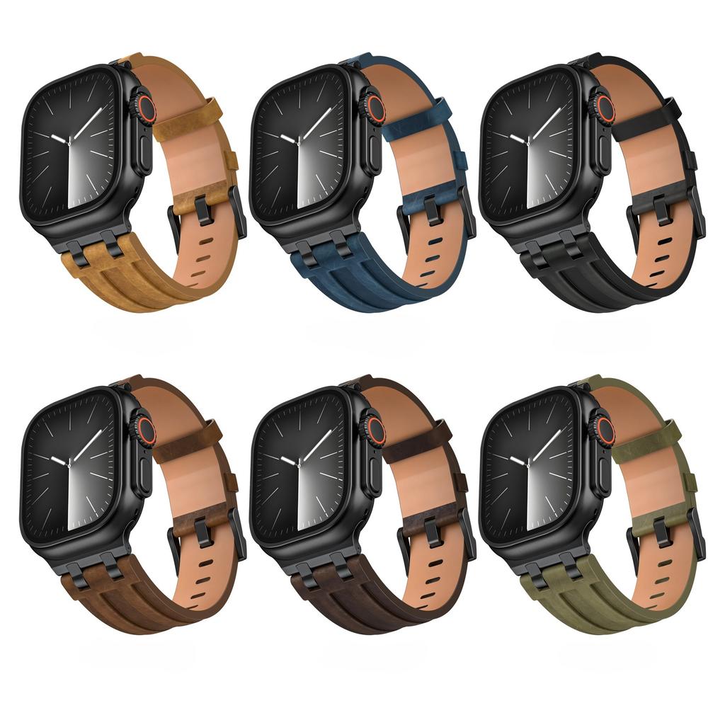 Leather Watch Band for Apple Watch Strap 49mm 46mm 45mm 44mm Luxury Man Bracelet for iWatch Ultra 3 Series 11 10 9 8 7 6 Se Band