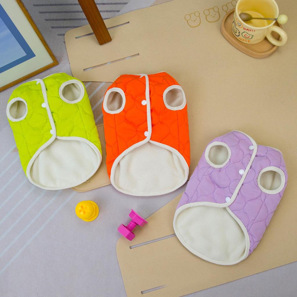 Quilted Cotton Vest for Small Dogs and Cats - Two-Legged, Leash-Attachable Winter Apparel.