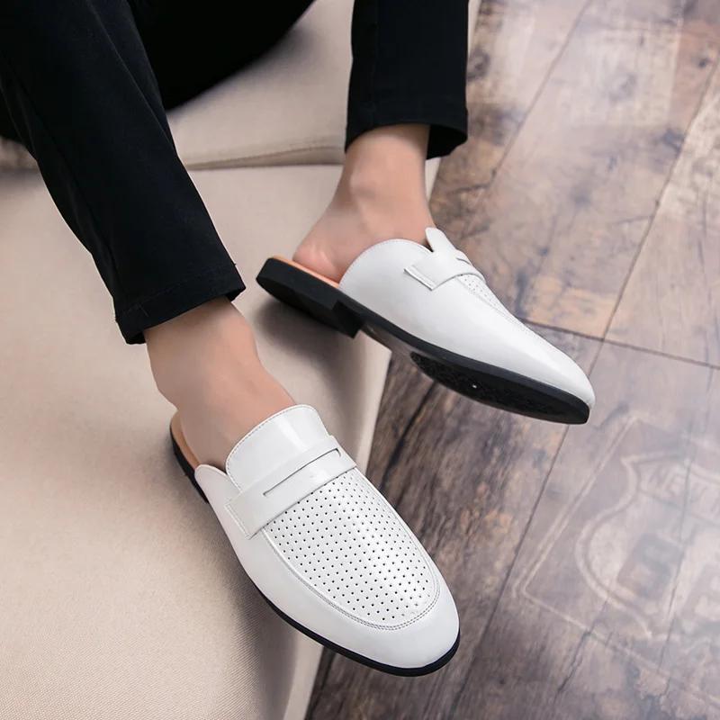 Fashion Half Shoes for Men Designer Shoes Men High Quality Mule Masculino Mens Casual Shoes Hot Sale Venting Holep Sepatu Slip On Pria