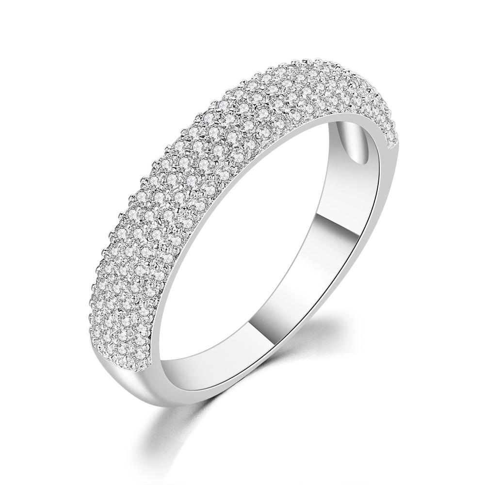 Light Shiny Ring For Women Iced Out Crystal Zircon Gold Plated Accessories Vintage Finger Jewelry Gift R731