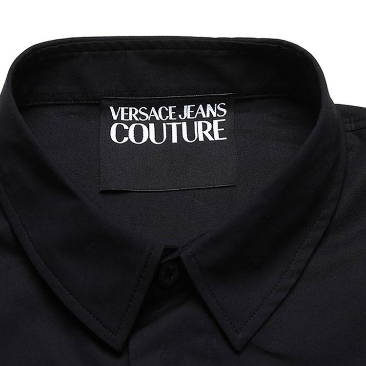 VERSACE JEANS COUTURE SS22 Mens Cotton Embroidered Long-Sleeve Shirt Black 72GAL2S6-CN001-899
