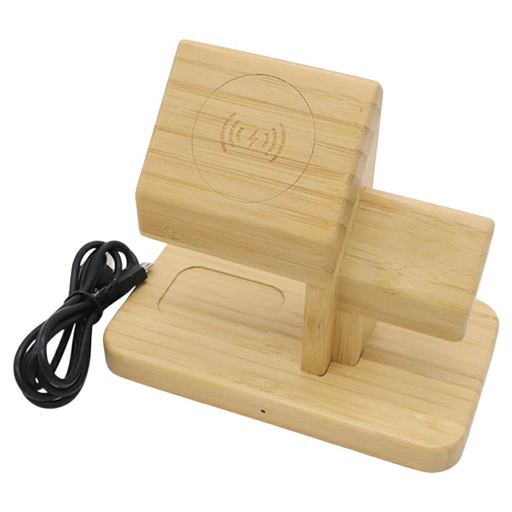 

RX-2201 Магнітна бездротова зарядка 3 в 1 для Apple Watch/iPhone/AirPods Бамбукова зарядна станція A