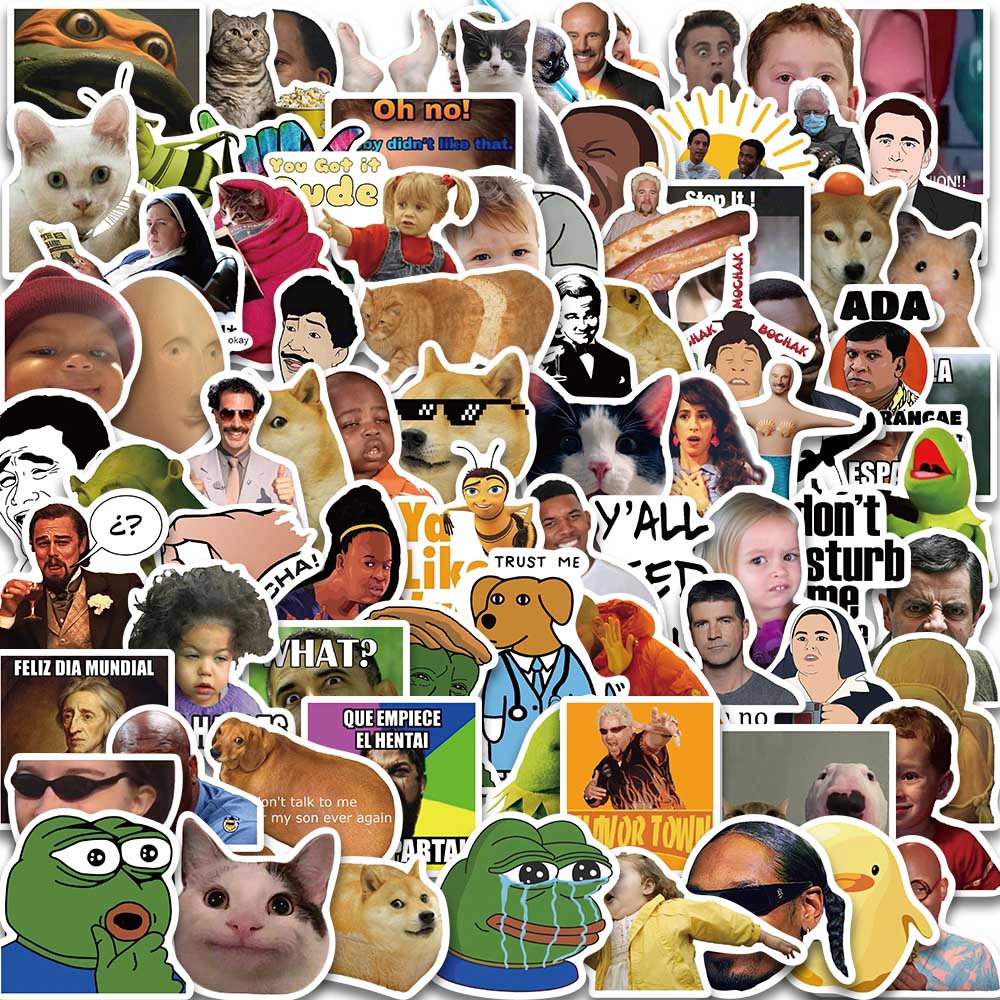 50 100150Pcspack Funny Meme Cat Cool Sticker Motorcycle Laptop Phone Suitcase Notebook Car Bottle Toy Trendy Decal Sticker Toy