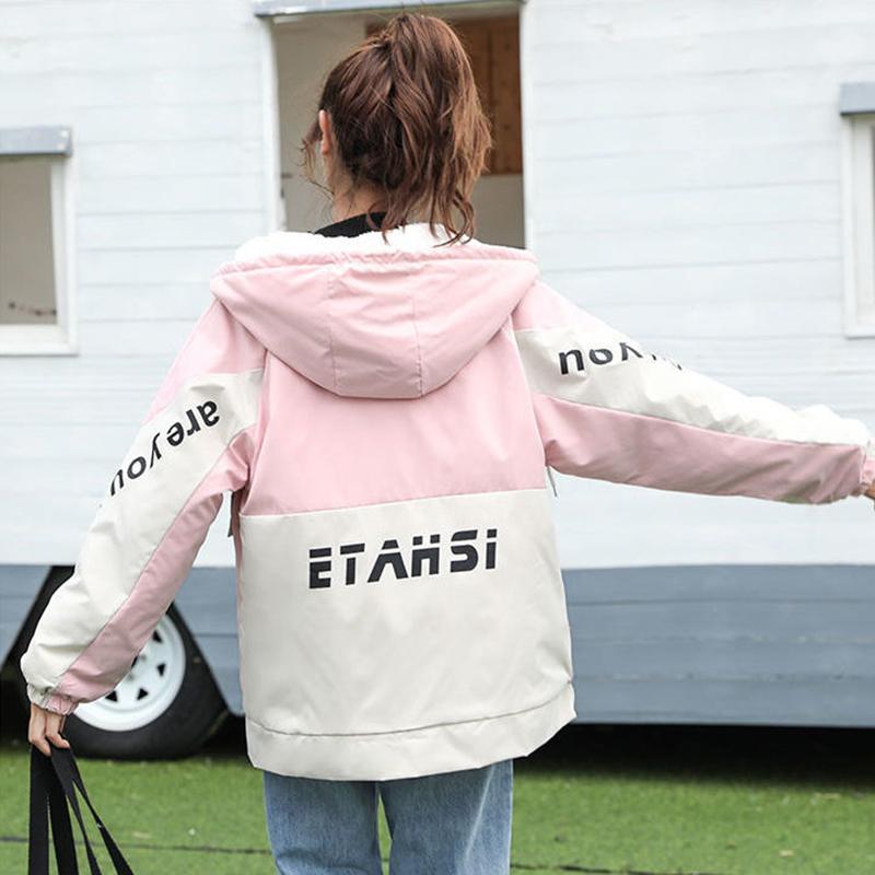 Winter Plush Thick Cotton-padded Jacket Women's Loose Zipper Cardigan Hooded Cotton-padded Jacket All-match Warm Top