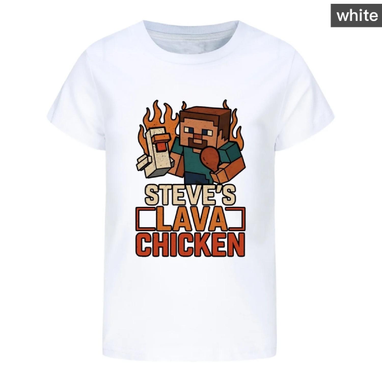 

Kids T-Shirt Boy Girl T-shirt Fashion Print Short Sleeve Boy s Steve‘s Lava Chicken Tops Gift for Kids Clothing T-shirt XXXXXL білий