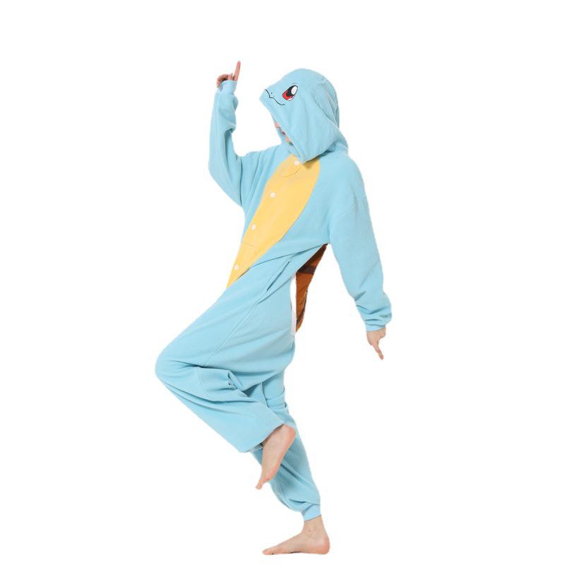 Pocket Monster Series One-Piece Pajamas: Slowpoke, Squirtle, Golduck & Bulbasaur Cartoon Sleepwear