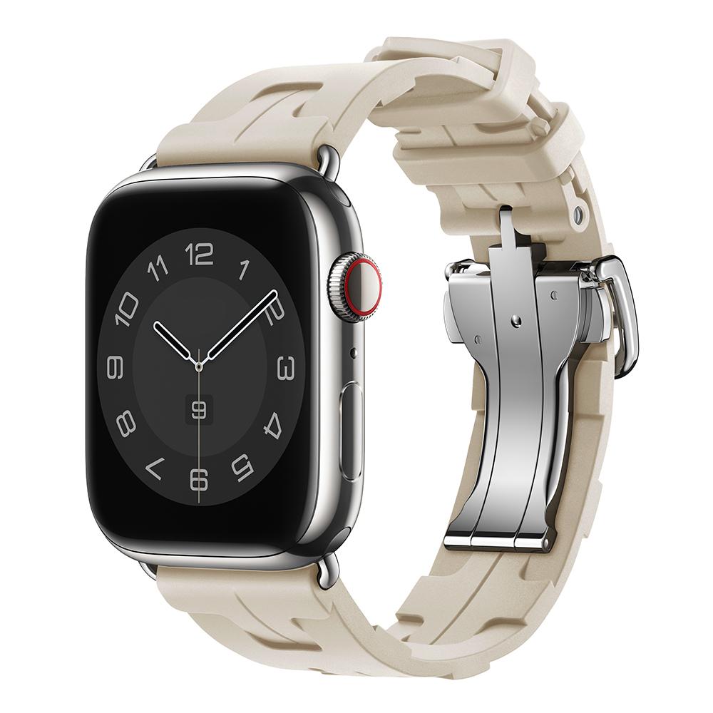 Original Soft Rubber Strap for Apple Watch Band 49mm 45mm 41mm 44mm 42mm 38mm Metal Buckle Bracelet for IWatch