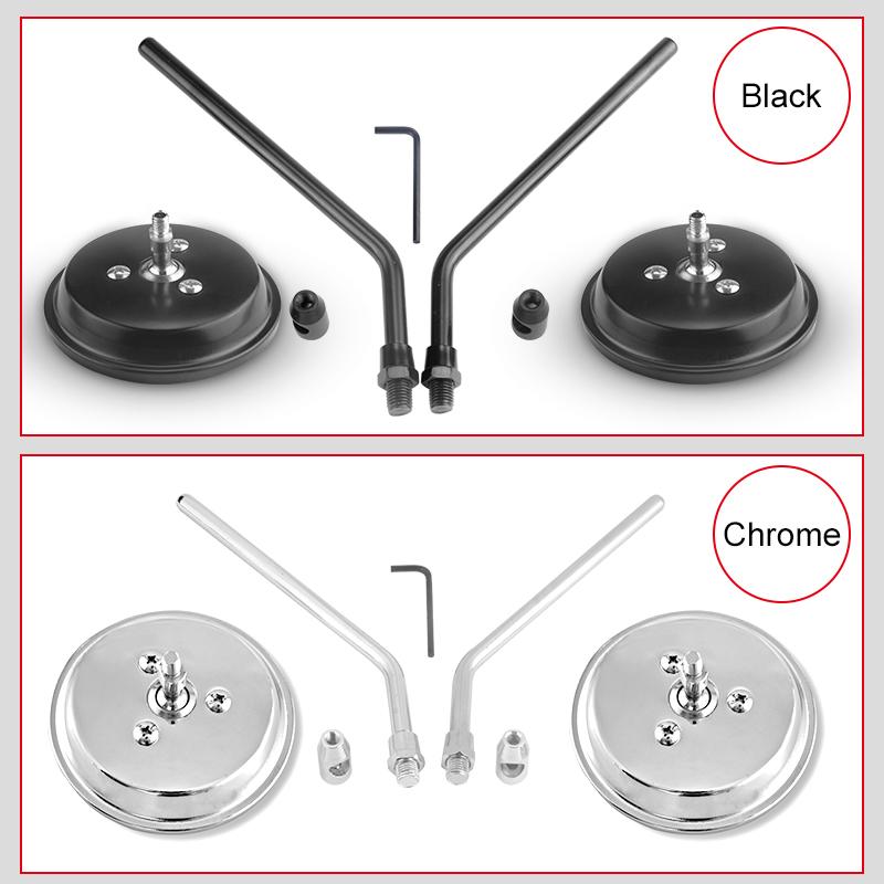 Motorcycle Rearview Side Mirror with 10mm Screws Universal Round Square Retro Modified Motorbike For Honda For