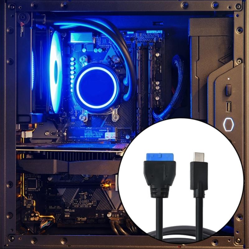 USB C Extension Data Cable 5Gbps Type C Male To IDC20P Female Front Panel Header Adapter Cord Flexible Replacement