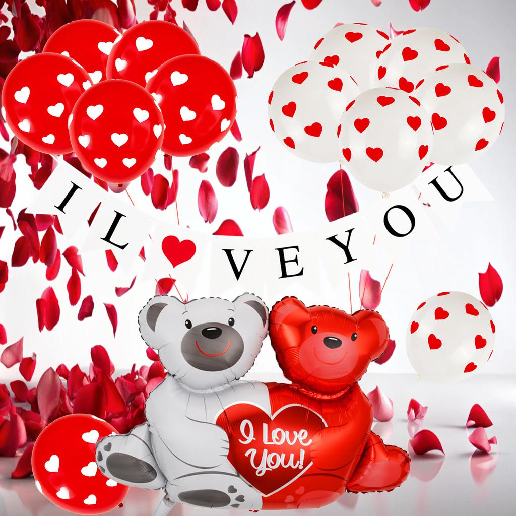 Gold I Love You Love Aluminum Film Balloon Petal Combination Balloon Package, Valentine'S Day Party Decoration