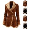 Damen Denim Western Retro Trenchcoat, Plüschmode und Wärme, Fleecejacke
