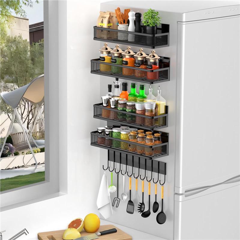 Magnetic No-Drill Refrigerator Side Spice Rack