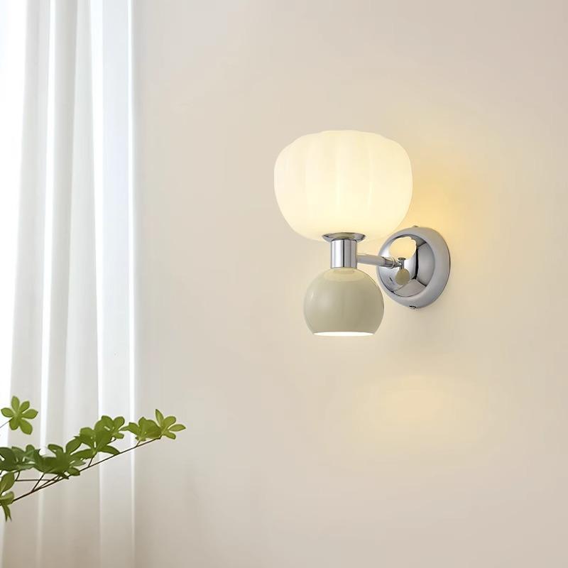 Cream Style Pumpkin Wall Lamps Bedroom Bedside Lamp Simple Aisle Background Wall Interior Decoration Lighting Atmosphere Lamp
