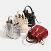 Drawstring New Bag Niche Texture One shoulder Crossbody Temperament Bucket Bag Women French Retro Fashion Trend Bag