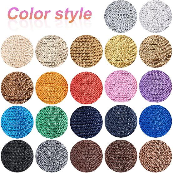 PH PandaHall 5mm Gold Cord Rope 15 Yards Metallic Twine Cord 3-Ply Polyester Shiny Cord Thread Decorative Rope for Home Décor Upholstery Curtain