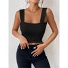 Square Neck Tank Top Wide Shoulder Straps Crop Tops Women Summer Camis Solid Color Camisole Fashion Tube Female Sleeveless Cropped Vest Y2K Clothes