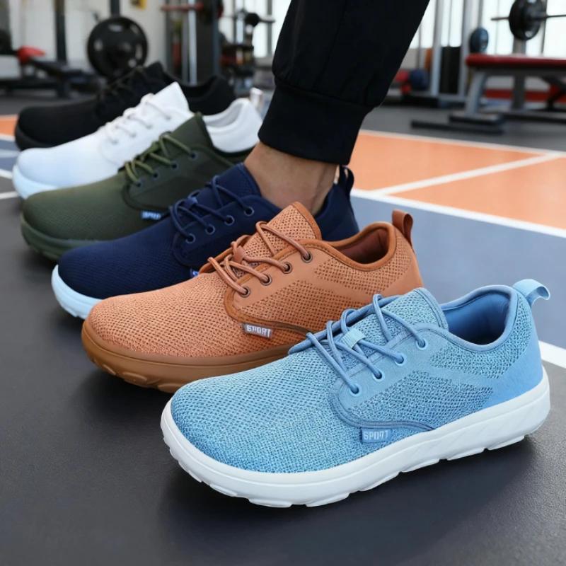 Men's Wide Toe Shoes Breathable Mesh Cushioning Lightweight Comfortable Sneakers Marathon Running Shoe Minimalist Big Foot Shoes