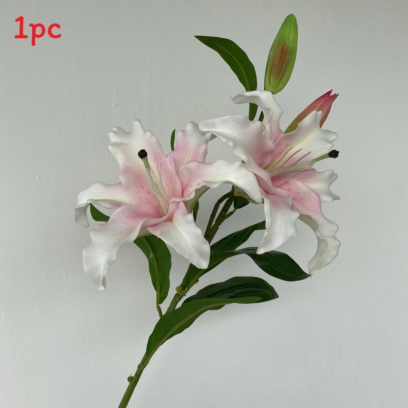 Long Pu Fourhead Lilies Artificial Flower Bouquet For Wedding And Home Decor