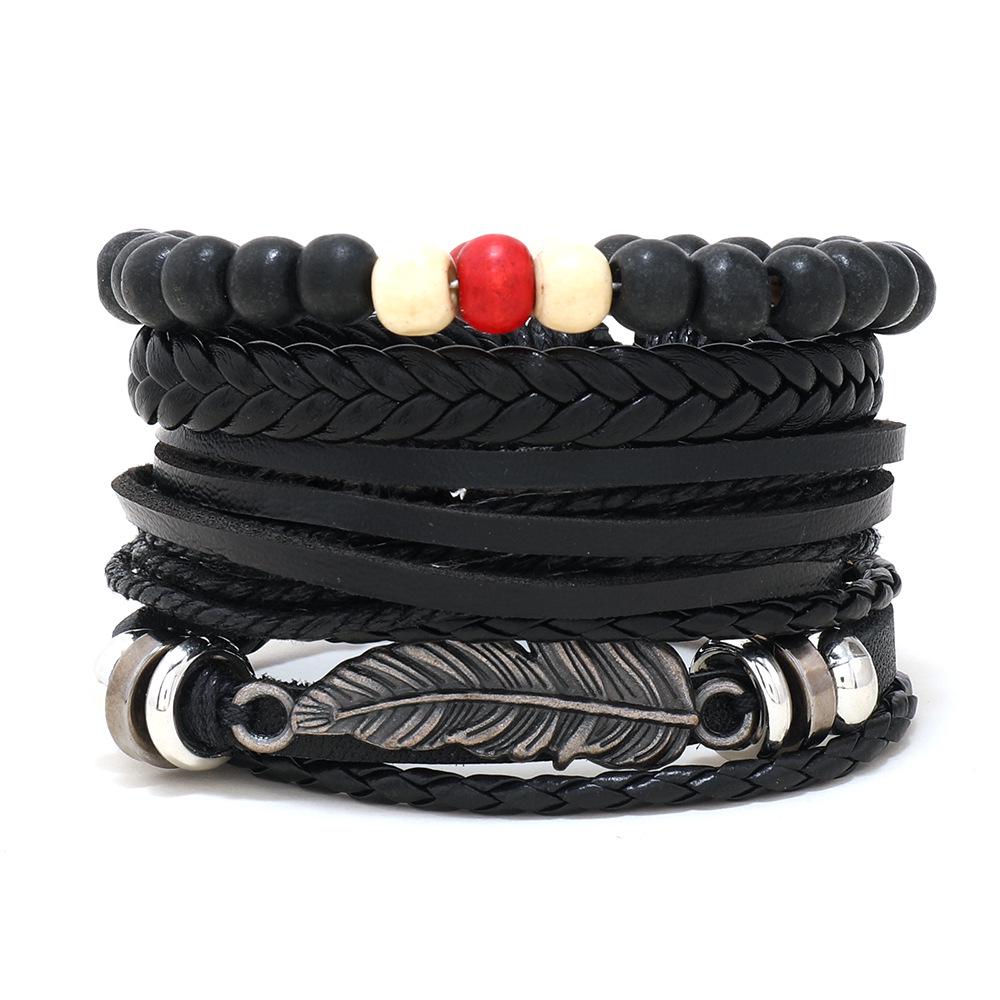 Unisex Handmade Woven Leather Bracelet - European and American Style Jewelry