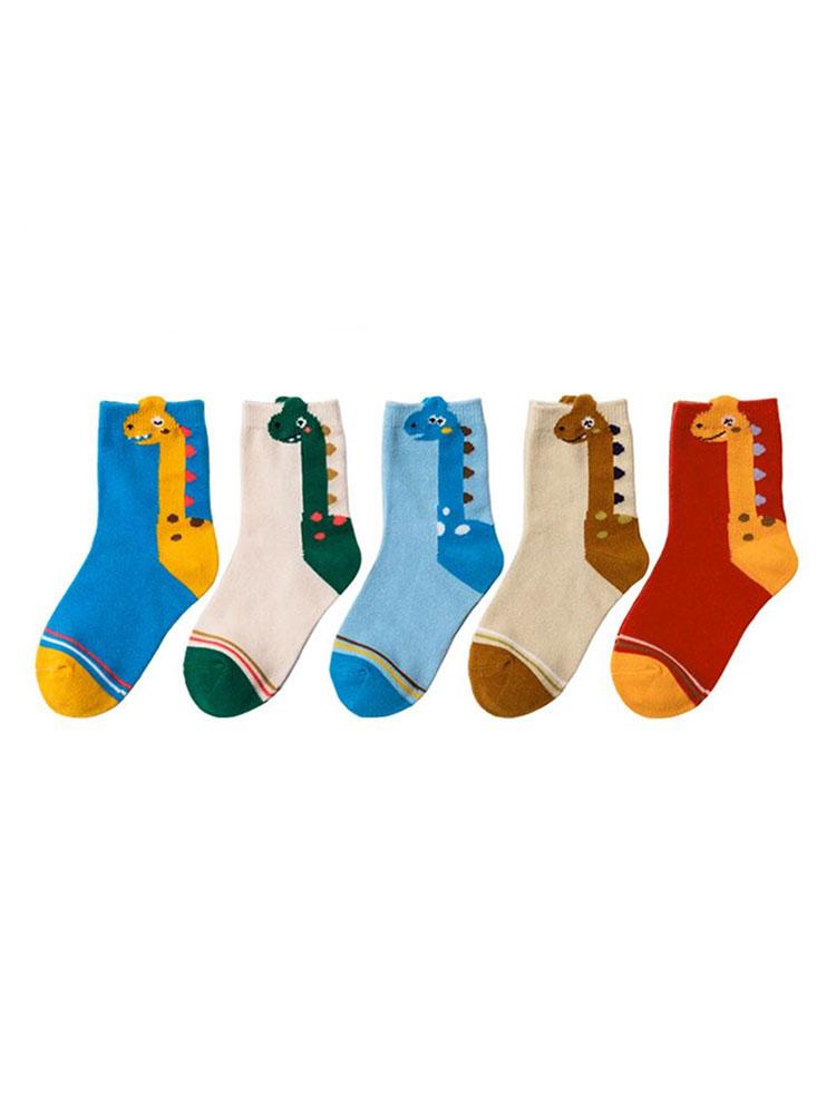

5 пар детских носков с рисунком динозавра, удобные детские носки для мальчиков и девочек M 3-5Y 14-16cm