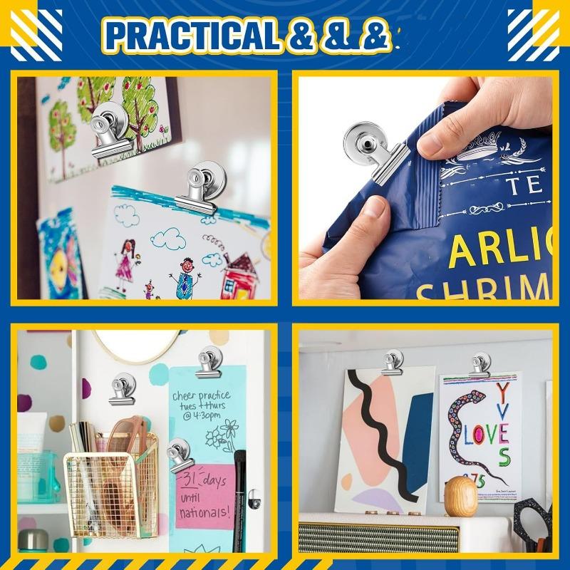 Magnet Clips Heavy Duty Sticky Pads Strong Refrigerator Magnetic Clips for Whiteboard Photo Office Locker Displays Magnets Clip